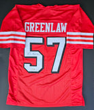 Dre Greenlaw "San Francisco 49ers" Autographed Red Throwback Custom Jersey size XL. Beckett authentication