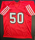 Gary Plummer "San Francisco 49ers" Autographed Red Throwback Jersey Custom Size XL. Beckett