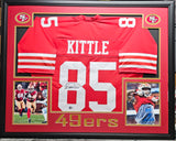 George Kittle "San Francisco 49ers" Autographed Red jersey Custom Framed. Beckett