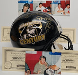JOHNNY UNITAS, PEYTON MANNING, JOE MONTANA, DAN MARINO, JOE ELWAY Signed Proline Full Size Helmet. Fanatics