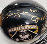 JOHNNY UNITAS, PEYTON MANNING, JOE MONTANA, DAN MARINO, JOE ELWAY Signed Proline Full Size Helmet. Fanatics