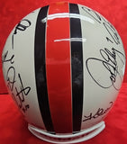 STARR, JOHN ELWAY, TROY AIKMAN, JOE MONTANA, JOE NAMATH Signed 16 HOF White Replica F/S Helmet. BECKETT