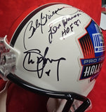 STARR, JOHN ELWAY, TROY AIKMAN, JOE MONTANA, JOE NAMATH Signed 16 HOF White Replica F/S Helmet. BECKETT