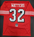 Rickey Watters "San Francisco 49ers Autographed Red Throwback Jersey size XL. Beckett