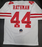 Tom Rathman "San Francisco 49ers" Autographed White Custom jersey size XL. Beckett