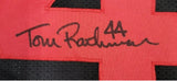 Tom Rathman "San Francisco 49ers" Autographed BLACK & RED Custom jersey size XL. Beckett