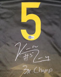 Kevon looney " 3Time NBA Champion, Golden State Warriors" Autographed Black & yellow size 52. Beckett