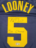 Kevon looney " Golden State Warriors" Autographed Blue Jordan, jersey size 52. Beckett Authentication
