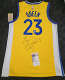 Draymond Green "Golden State Warriors" Autographed Yellow NIKE Swingman size XL. JSA