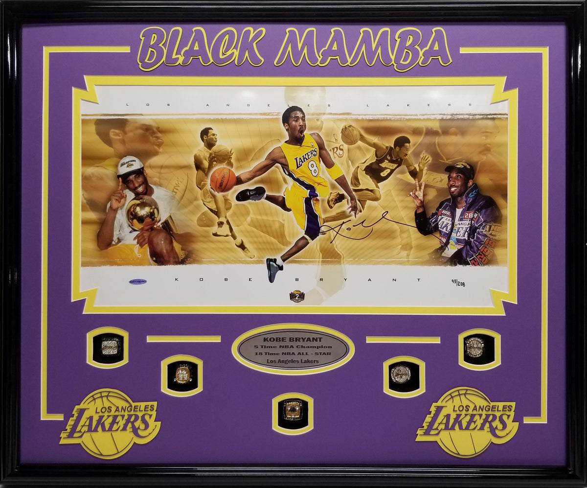 Kobe Bryant 5x Champs Autographed Framed Los Angeles Lakers Jersey (