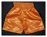 Floyd Mayweather Jr. "PRETTY BOY, TMT, TBE" Autographed Custom Boxing Orange Trunks. Beckett