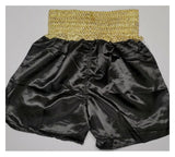 Floyd Mayweather Jr. "PRETTY BOY" Autographed "HUBLOT" Black, Gold Boxing Trunks. Beckett