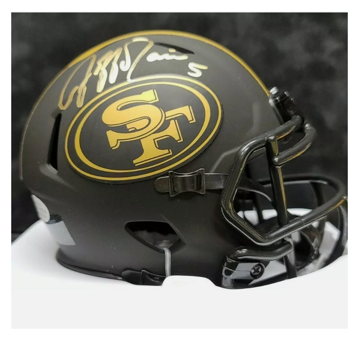 ebay mini football helmets autographed Jeff Garcia "San Francisco 49ers" Autographed Eclipse Black Mini Helme – EMPIRE SPORTS USA