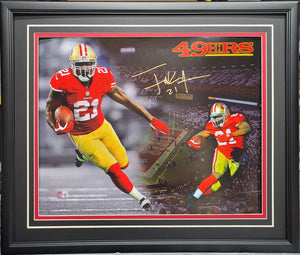 Frank Gore "The Tank" Autographed 16x20 photo frame outside size framed 26x22 Black Frame. Beckett Authentication
