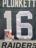 Jim Plunkett "Raiders" Autographed Custom jersey frame  size 32x40 Mat Finish Frame. JSA