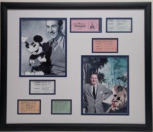 Walt Disney "Mickey Mouse" 8x10's photos unsigned w/tickets frame outside size framed 26x22.