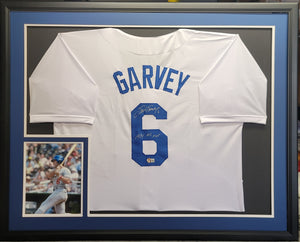 Steve Garvey "Los Angeles Dodgers" Autographed White jersey Custom Framed. Beckett
