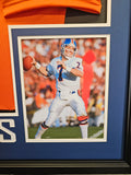 John Elway "Denver Broncos" Autographed Orange Custom jersey frame outside size framed 32x40 Mat Finish Frame. JSA