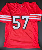 Dre Greenlaw "San Francisco 49ers" Autographed Red Throwback Custom Jersey size XL. Beckett authentication