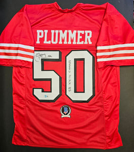Gary Plummer "San Francisco 49ers" Autographed Red Throwback Jersey Custom Size XL. Beckett