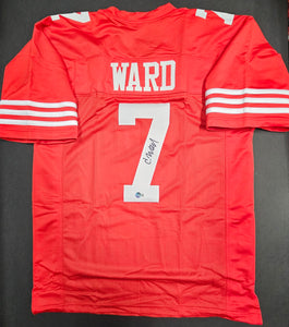 Charvarius Ward "San Francisco 49ers" Autographed Red Jersey Custom Size XL. Beckett
