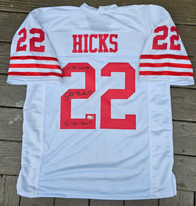 DWIGHT HICKS Autographed "San Francisco 49ers" White Jersey Custom Size XL Beckett