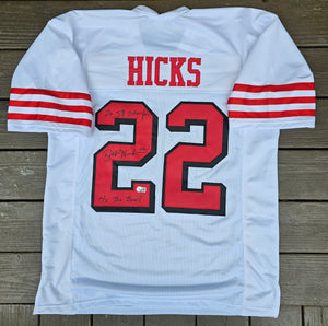 DWIGHT HICKS Autographed "San Francisco 49ers" White Throwback Jersey Custom Size XL. Beckett