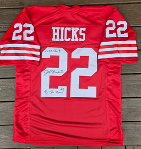 DWIGHT HICKS Autographed "San Francisco 49ers" Red Jersey Custom Size XL Beckett