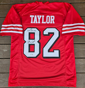 JOHN TAYLOR Autographed "San Francisco 49ers" Red Throwback Jersey Custom Size XL. Beckett