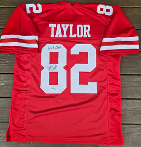 JOHN TAYLOR Autographed "San Francisco 49ers" Red Jersey Custom Size XL. Beckett