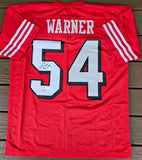 Fred Warner "San Francisco 49ers" Autographed Red Throwback Custom Jersey Size XL. Beckett