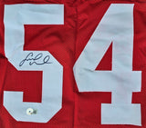 Fred Warner "San Francisco 49ers" Autographed Red Custom Jersey Size XL. Beckett