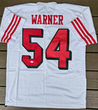 Fred Warner "San Francisco 49ers" Autographed White Throwback Custom Jersey Size XL. Beckett
