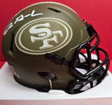 Dre Greenlaw "San Francisco 49ers" Autographed Salute to Service Riddell Speed Mini Helmet. Beckett