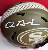 Dre Greenlaw "San Francisco 49ers" Autographed Salute to Service Riddell Speed Mini Helmet. Beckett