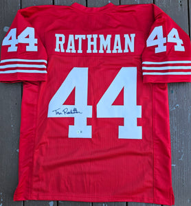 Tom Rathman Autographed "San Francisco 49ers" Custom Red Jersey Size XL. Beckett