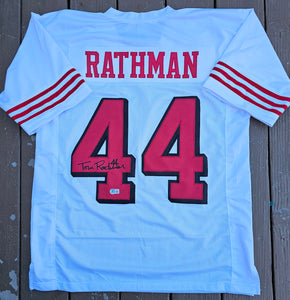 Tom Rathman Autographed "San Francisco 49ers" Custom White Throwback Jersey Size XL. Beckett