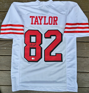 John Taylor "San Francisco 49ers, Super Bowl Champion" Autographed White Throwback Custom Jersey Size XL. Beckett