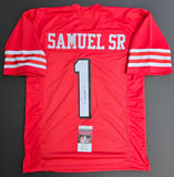 Deebo Samuel Sr. Autographed San Francisco 49ers Red Throwback Custom jersey Size XL. JSA