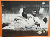 Willie Mays "New York Giants" Sliding on 3rd Base Autographed 8x10 photo. JSA