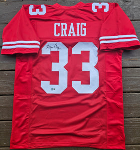 Roger Craig "San Francisco 49ers" Autographed Red Custom Jersey Size XL. Beckett Authentication