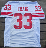 Roger Craig "San Francisco 49ers" Autographed White Custom Jersey Size XL. Beckett Authentication