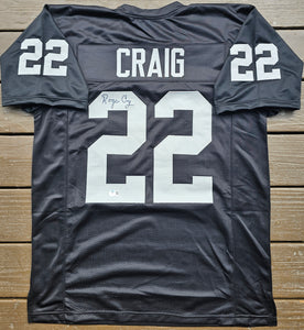 Roger Craig "Oakland Raiders" Autographed Black & Silver Custom Jersey Size XL. Beckett