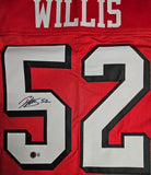 Patrick Willis "San Francisco 49ers & Hall of Fame" Autographed Red & Black Throwback Custom Jersey SZ XL. Beckett