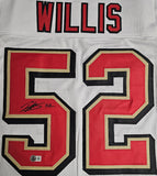 Patrick Willis "San Francisco 49ers" Autographed White Throwback Custom Jersey Size XL. Beckett