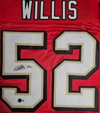 Patrick Willis "San Francisco 49ers & Hall of Fame" Autographed Red Throwback Custom Jersey Size XL. Beckett