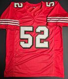 Patrick Willis "San Francisco 49ers & Hall of Fame" Autographed Red Throwback Custom Jersey Size XL. Beckett