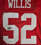 Patrick Willis "San Francisco 49ers" Autographed Red Custom Jersey Size XL. Beckett