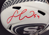 Fred Warner "San Francisco 49ers" Autographed Riddell Full Size Replica Salute to Service White Speed Helmet. Beckett