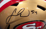Fred Warner "San Francisco 49ers" Autographed Riddell Full Size Replica Gold Speed Helmet. Beckett